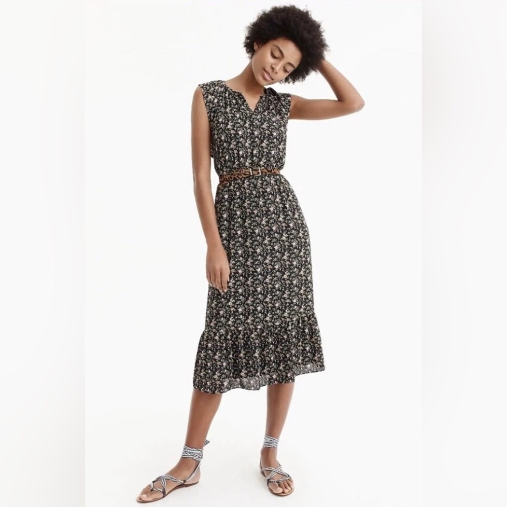 J Crew Mercantile Floral Black Dress